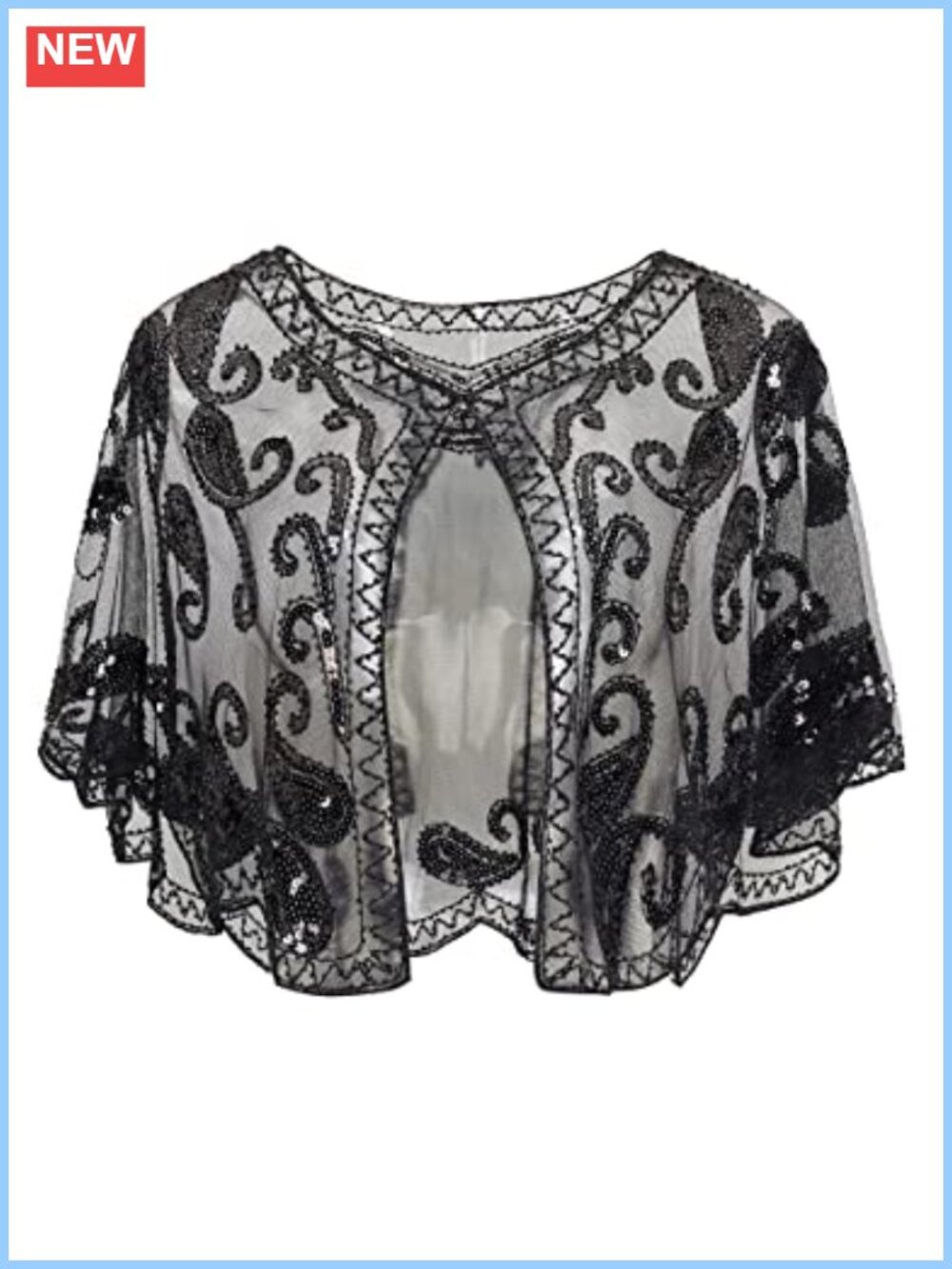 Sequin Beaded Evening Shawl Wrap Flapper Cover Up for Gatsby Party
